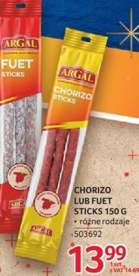 Chorizo lub Fuet Sticks Argal 150g - różne rodzaje promocja w Selgros