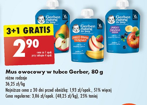 Deserek jabłko banan truskawka Gerber natural for baby promocja
