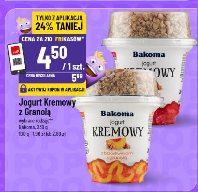 Jogurt kremowy z Granolą Bakoma wybrane rodzaje promocja w POLOmarket