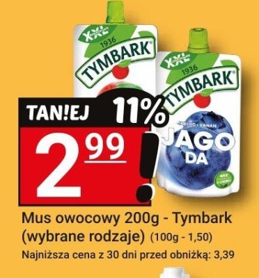 Mus owocowy 200g - Tymbark (wybrane rodzaje) promocja w Hitpol