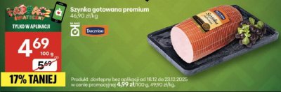 Szynka gotowana premium Tarczyński promocja w Delikatesy Centrum