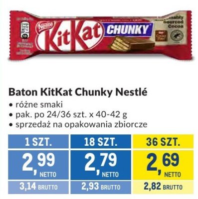 Baton KitKat Chunky Nestlé różne smaki promocja w Makro