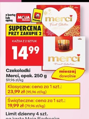 Czekoladki Merci, opak. 250 g: klasyczne, świąteczne promocja w Biedronka
