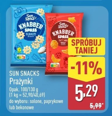 Prażynki Sun Snacks Knabber Spass promocja w Aldi