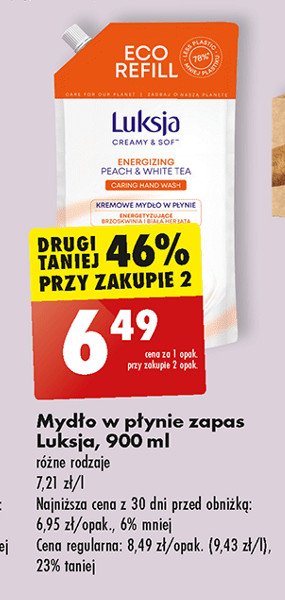 Mydło w płynie peach & white tea Luksja creamy & soft promocja