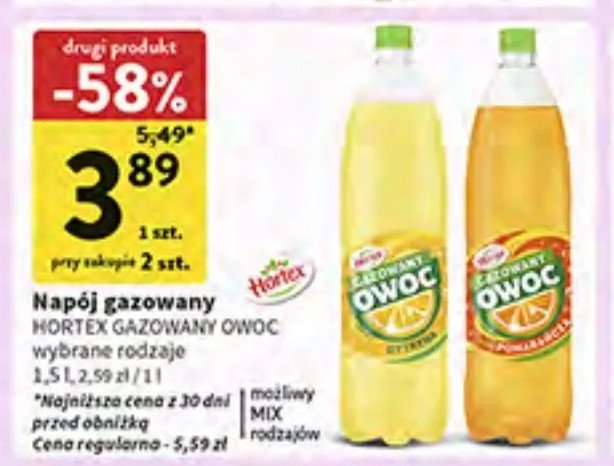 Napój cytryna Hortex gazowany owoc promocja