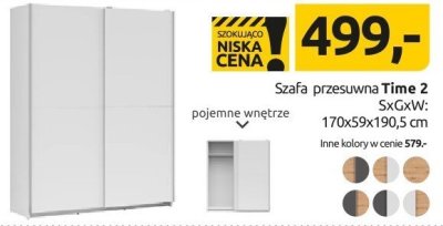 Szafa przesuwna Time 2 SxGxW: 170x59x190,5 cm promocja w Black Red White