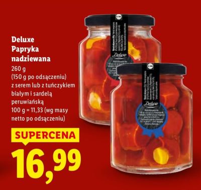 Papryka nadziewana Deluxe z serem lub z tuńczykiem białym i sardelą peruwiańską promocja w Lidl