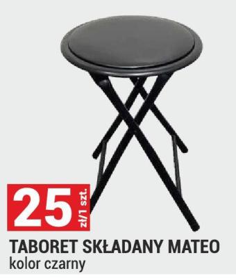 Taboret składany MATEO kolor czarny promocja w Merkury Market