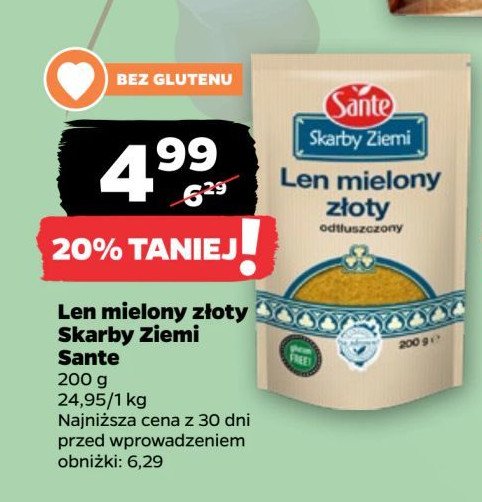 Len mielony złoty odtłuszczony Sante skarby ziemi promocja w Netto