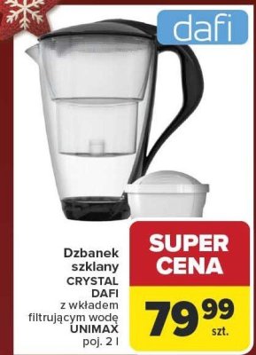 Dzbanek szklany CRYSTAL DAFI z wkładem filtrującym wodę UNIMAX promocja w Carrefour