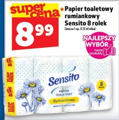 Papier toaletowy rumiankowy Sensito 8 rolek promocja w TOPAZ