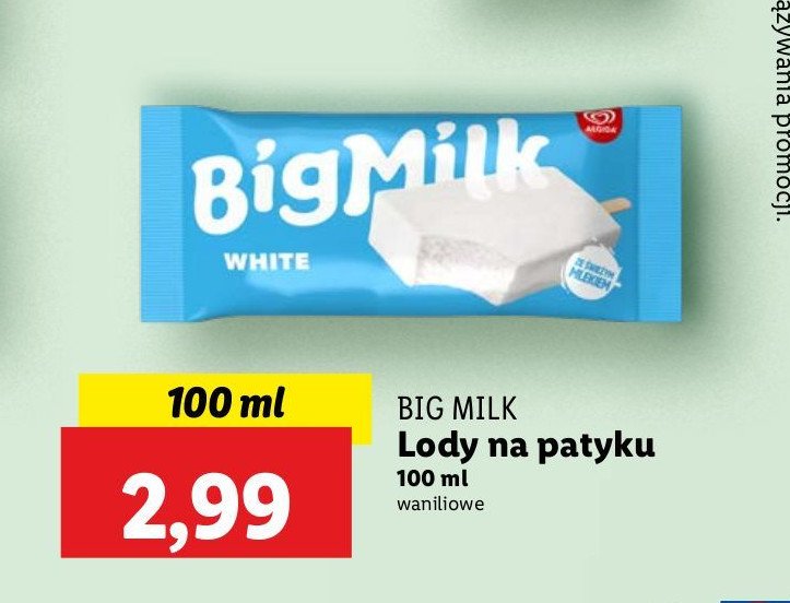 Lód śmietankowy Algida big milk promocja