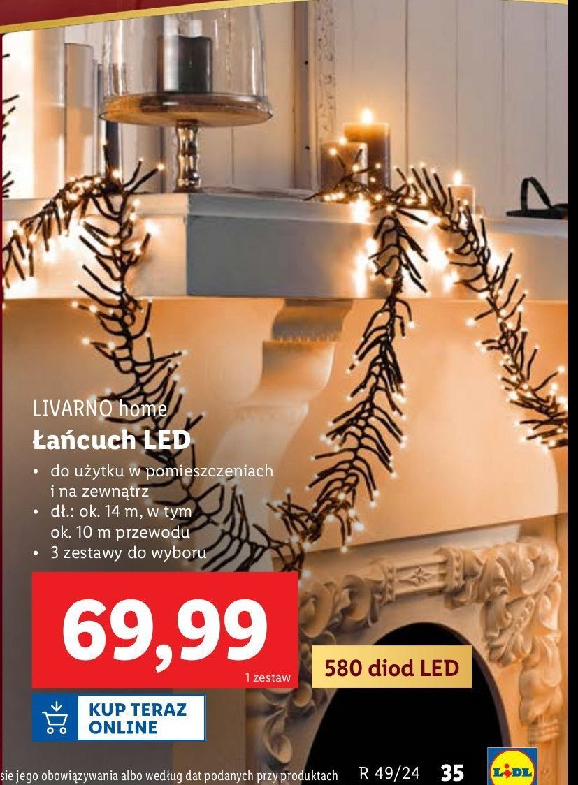 Łańcuch led 14 m LIVARNO HOME promocja