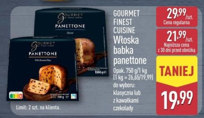 Włoska babka panettone z kawałkami czekolady promocja w Aldi