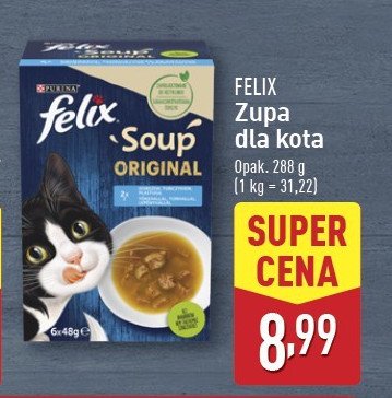 Karma dla kota dorsz tuńczyk Purina felix soup original promocja w Aldi