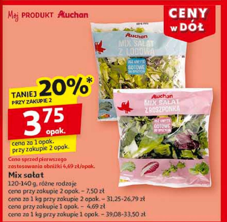 Mix sałat z roszponką Auchan promocja