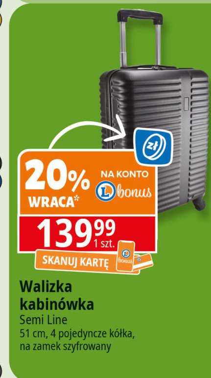 Walizka abs 51 cm Semi line promocja w Leclerc