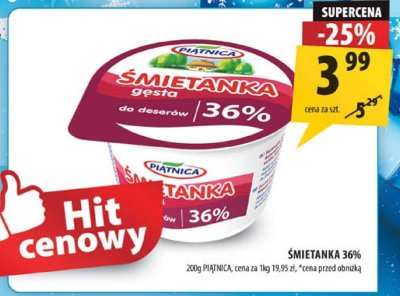 Śmietanka 36% Piątnica promocja w Arhelan