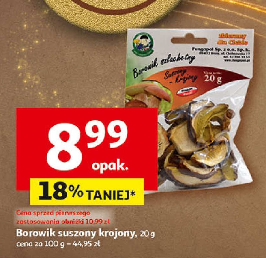 Borowik suszony Fungopol promocja w Auchan