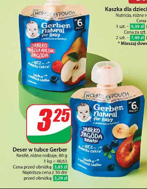 Deserek jabłko jagoda banan Gerber natual for baby promocja