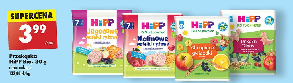 Wafelki ryżowe porzeczkowe Hipp bio promocja