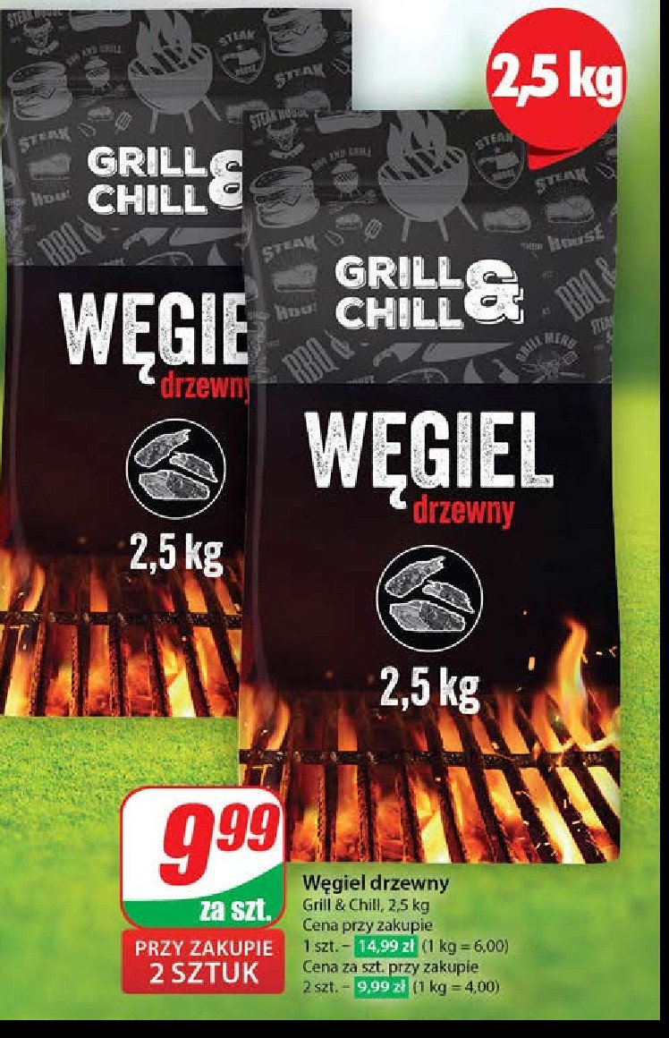 Brykiet z węgla drzewnego Grill & chill promocja w Dino