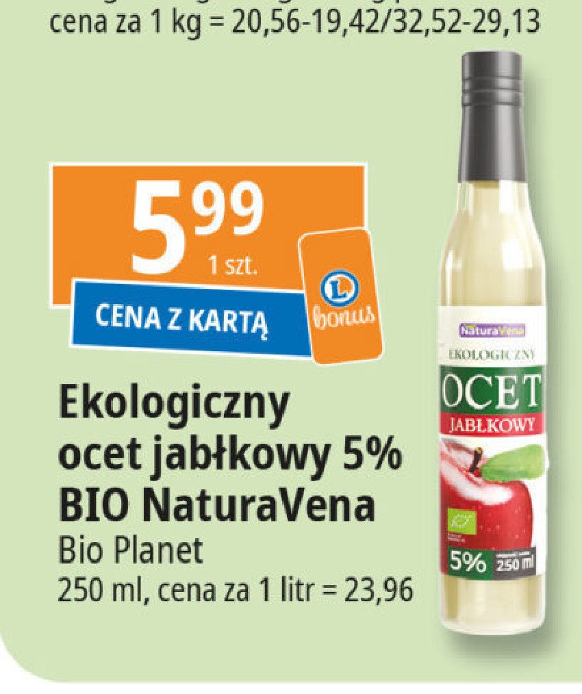 Ocet jabłkowy ekologiczny 5% Naturavena promocja