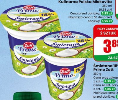 Śmietana 18% Primo  promocja w Dino