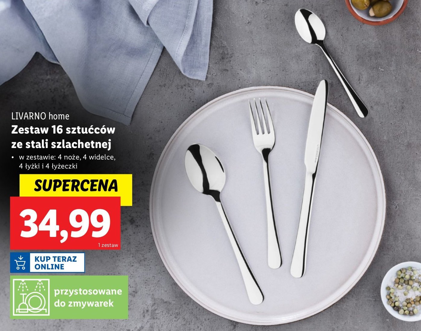 Zestaw sztućców ze stali szlachetnej LIVARNO HOME promocja