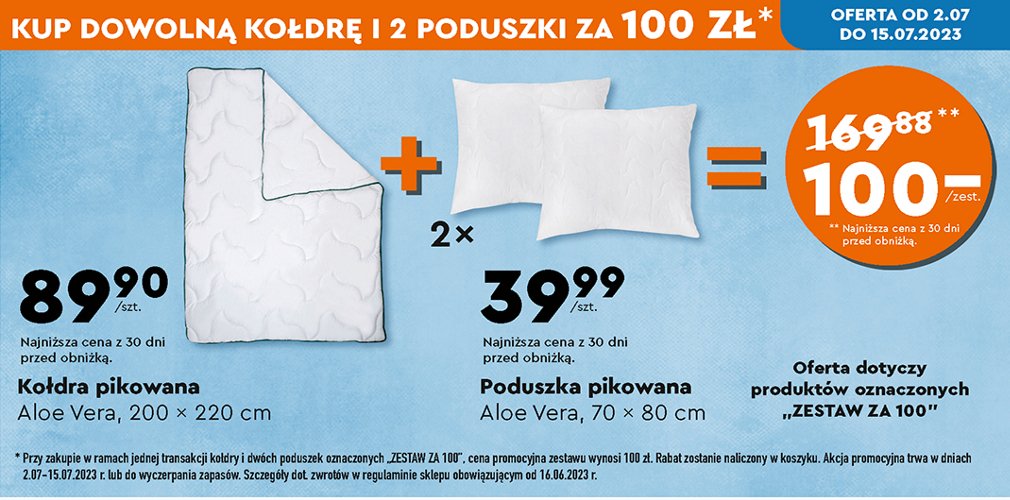 Ko艂dra pikowana aloe vera 200 x 220 cm promocja
