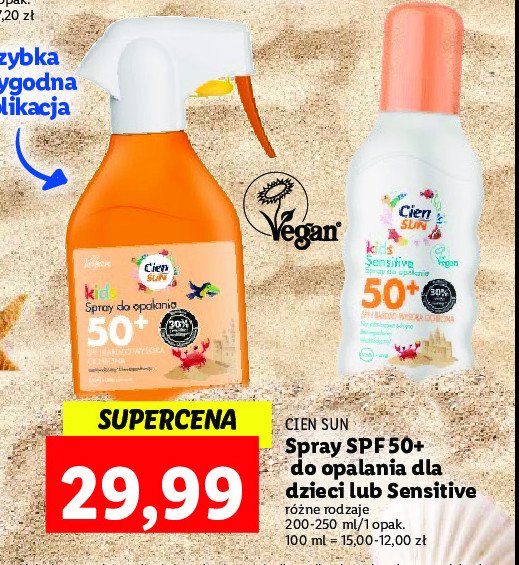 Spray do opalania dla dzieci spf 50 Cien sun promocja