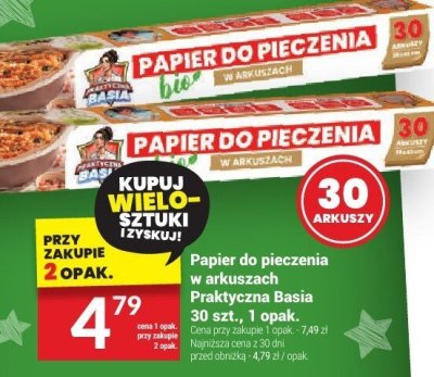 Papier do pieczenia w arkuszach Praktyczna Basia 30 szt. promocja w Twój Market