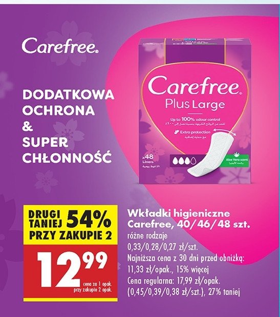 Wkładki large Carefree plus promocja
