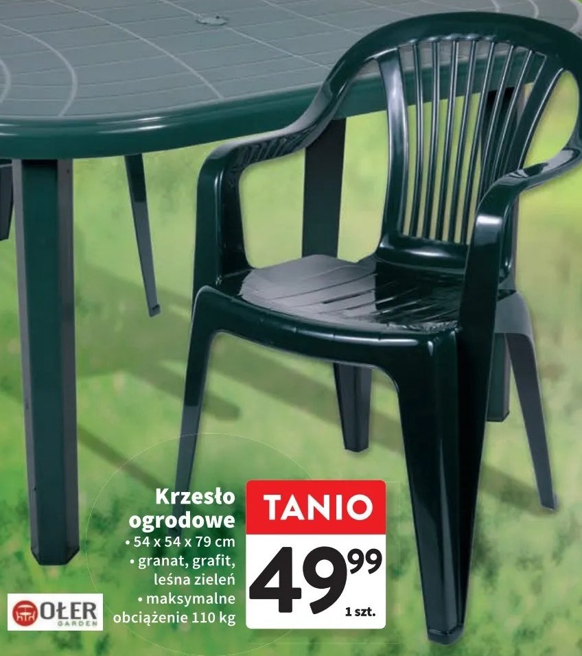 Krzesło ogrodowe plastikowe zielone Ołer promocja w Intermarche