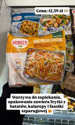Warzywa do zapiekania Hortex frytki z batatów, kalarepa, fasolka szparagowa promocja w Intermarche