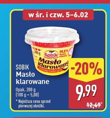 Masło klarowane Sobik masło klarowane promocja w Aldi