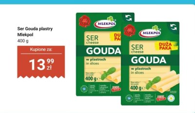 Ser Gouda plastry Mlekpol promocja w Dino