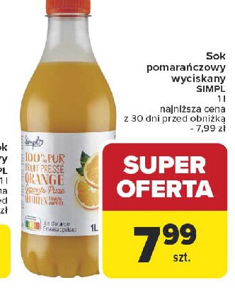 Sok pomarańczowy Simpl promocja w Carrefour