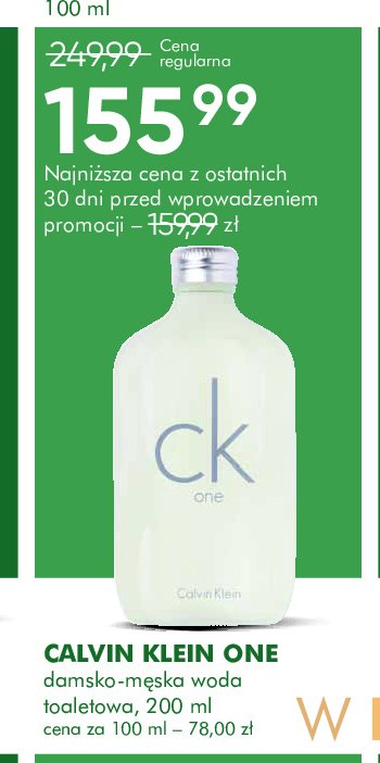 Woda toaletowa Calvin klein one promocja