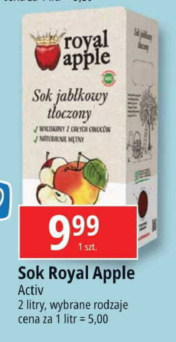 Sok t艂oczony jab艂kowy Royal apple promocja