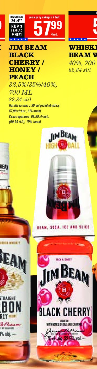 Bourbon + szklanka JIM BEAM PEACH promocja