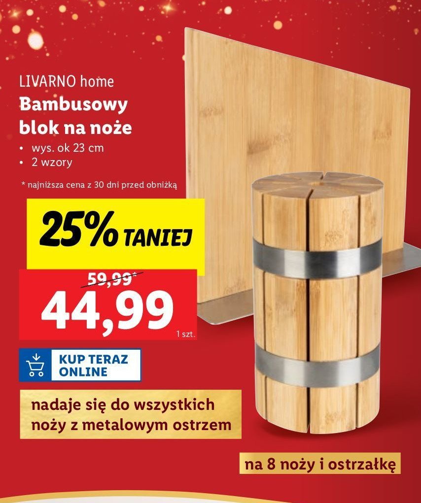 Blok na noże bambusowy LIVARNO HOME promocja