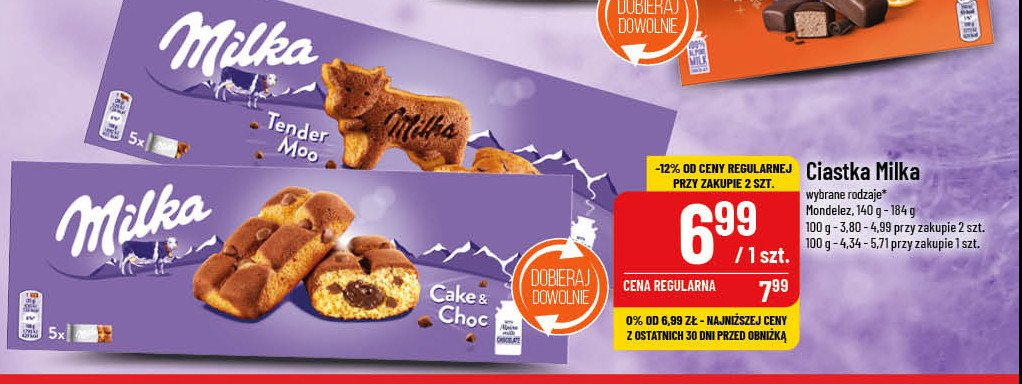 Ciastka z czekoladą Milka cake & choc promocja