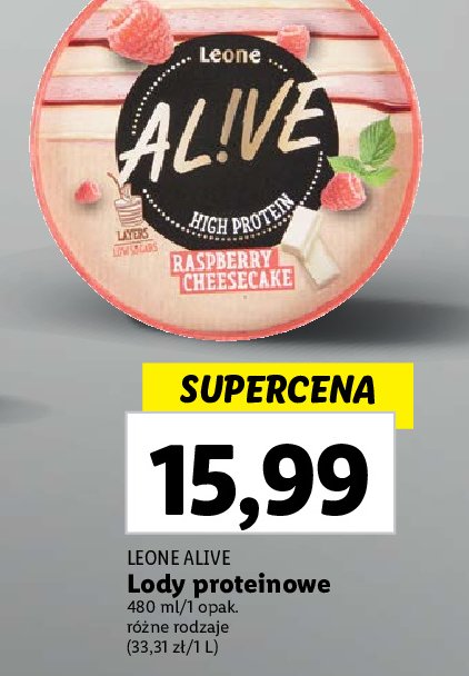 Lody proteinowe sernik malinowy Leone alive promocja