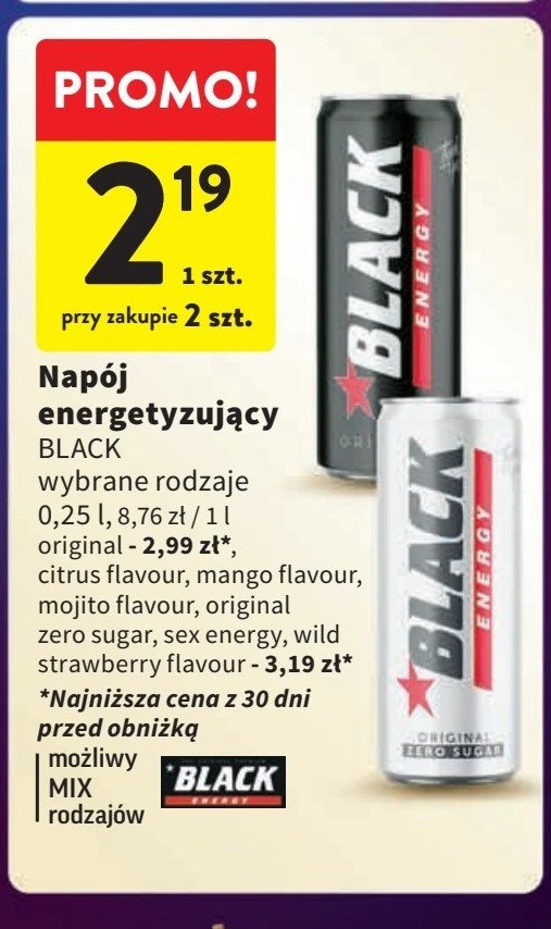 Napój energetyczny sex energy Black energy promocja