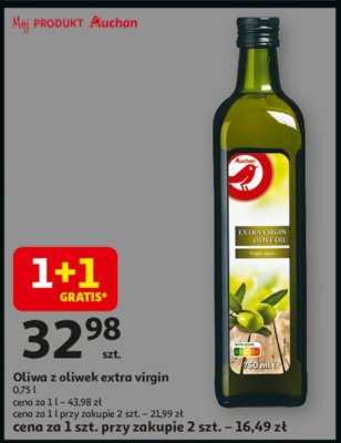 Oliwa z oliwek extra virgin 0,75l promocja w Auchan