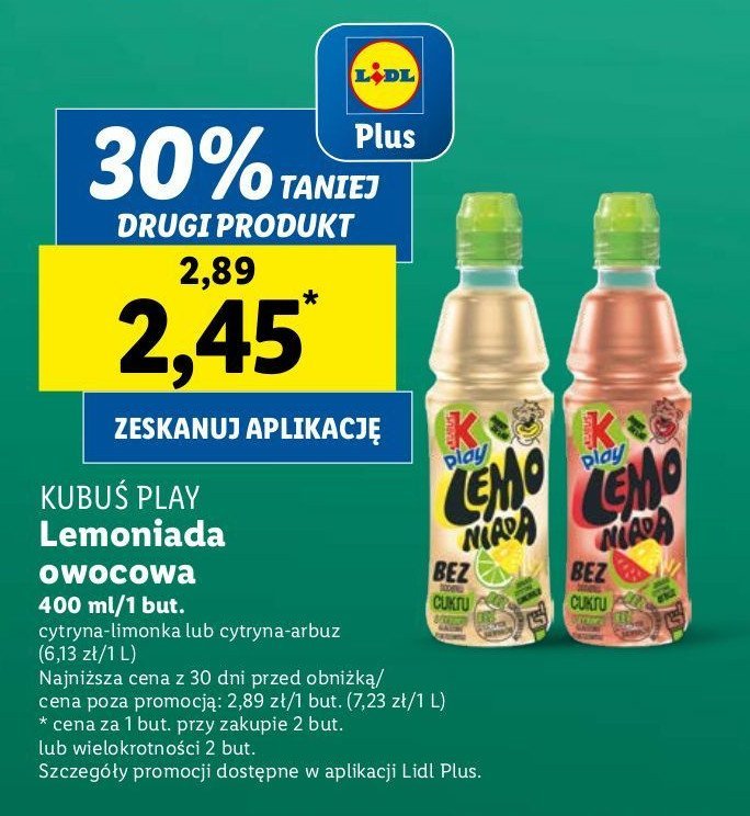 Lemoniada cytrynowa Kubuś play! promocja