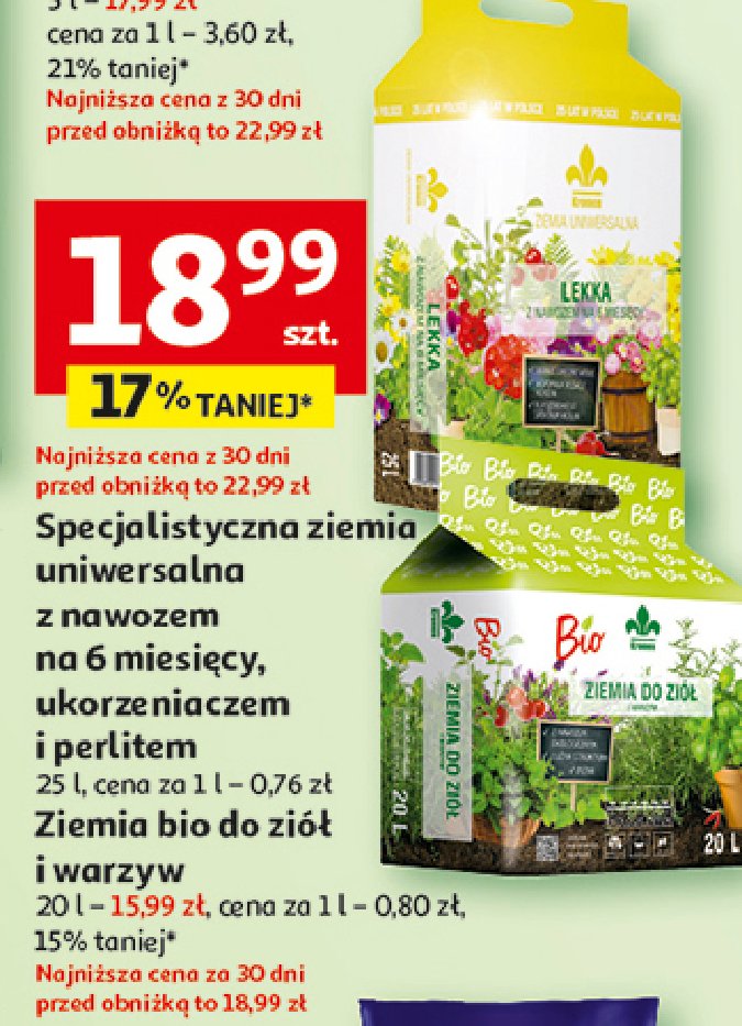 Ziemia bio do ziół i warzyw KRONEN promocja w Auchan