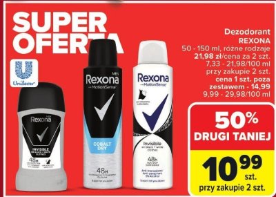 Dezodorant Rexona MotionSense 50-150 ml, różne rodzaje promocja w Carrefour